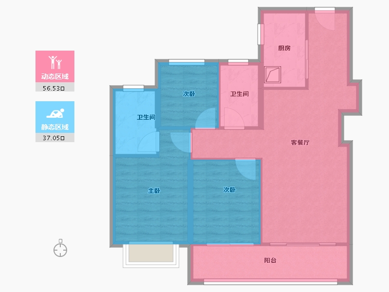 浙江省-宁波市-中海·江湾樾-84.00-户型库-动静分区