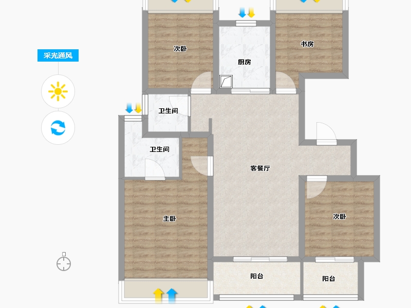 江苏省-扬州市-中信泰富锦上-100.00-户型库-采光通风