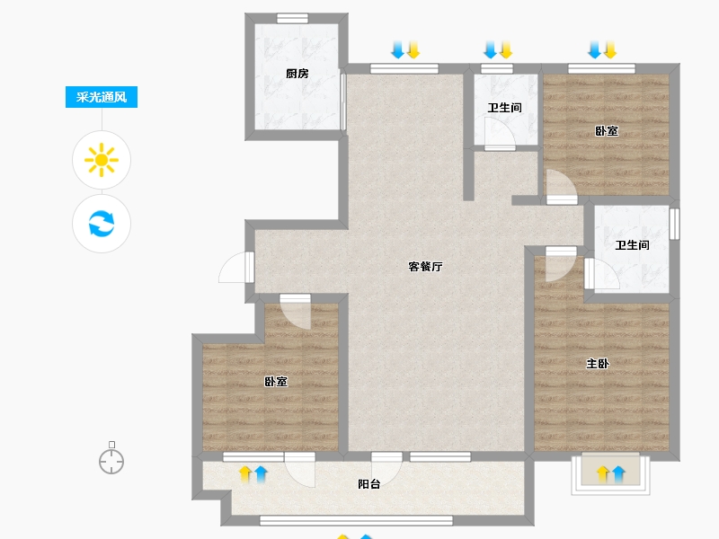 山东省-滨州市-丽景百合花园-107.61-户型库-采光通风