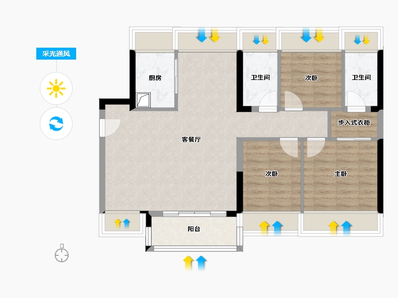 广东省-东莞市-金众柏悦公馆-79.44-户型库-采光通风