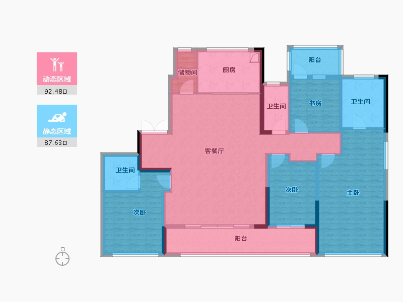 浙江省-杭州市-颂映传麒府-164.00-户型库-动静分区