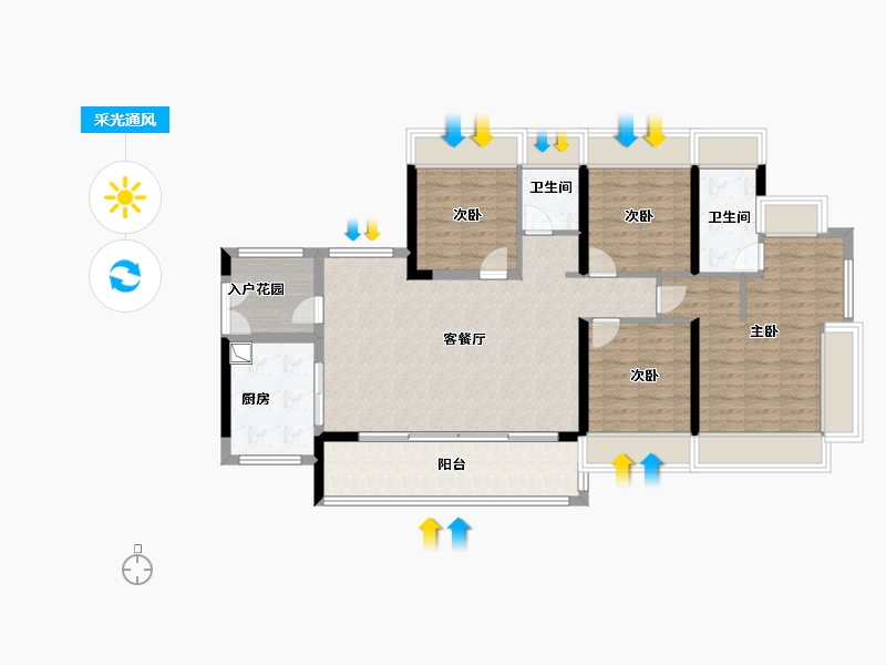 广东省-佛山市-电建地产·岭南华曦府-108.00-户型库-采光通风