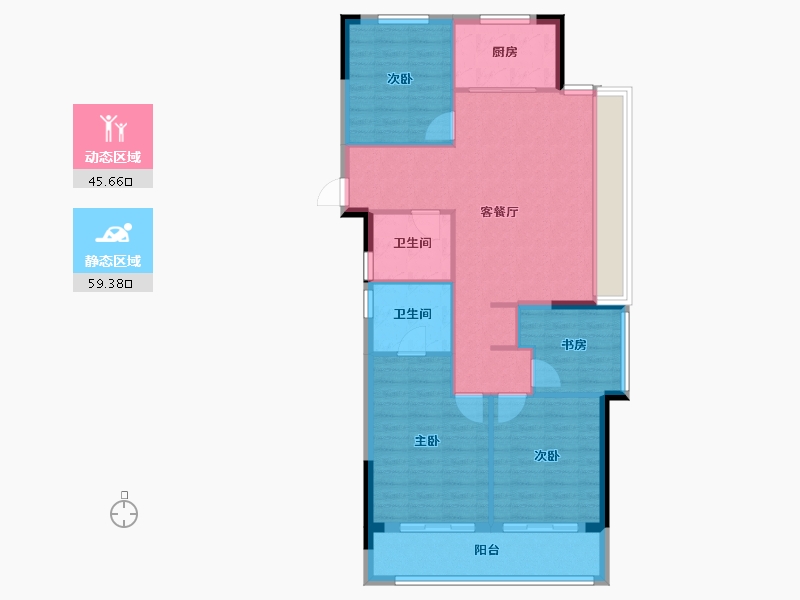 浙江省-杭州市-绿城宸岸印月-95.52-户型库-动静分区