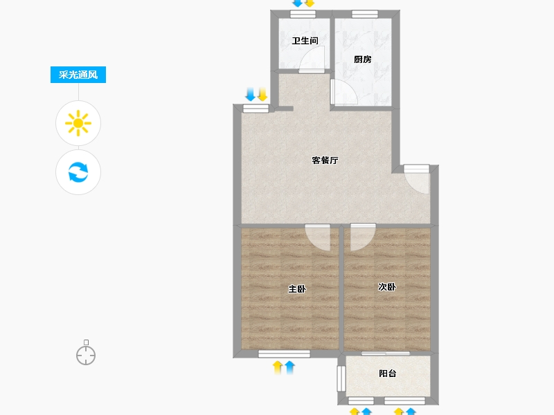 安徽省-合肥市-包河苑-A区-56.00-户型库-采光通风