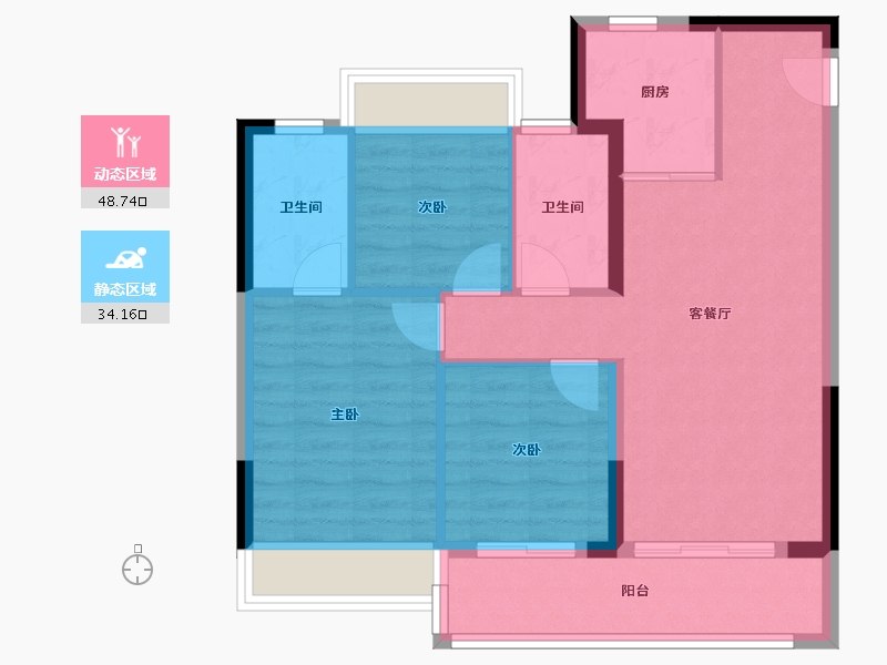 四川省-成都市-交子峯萃-74.46-户型库-动静分区