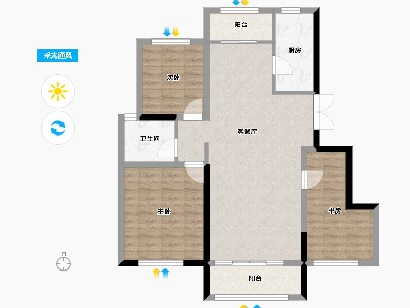 宁夏回族自治区-银川市-逸兰汐2期-95.58-户型库-采光通风