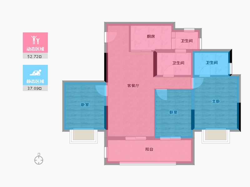 四川省-绵阳市-新城领地-77.60-户型库-动静分区