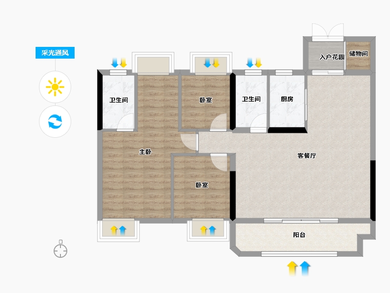 江西省-赣州市-滨江云宸山河项目部-108.00-户型库-采光通风