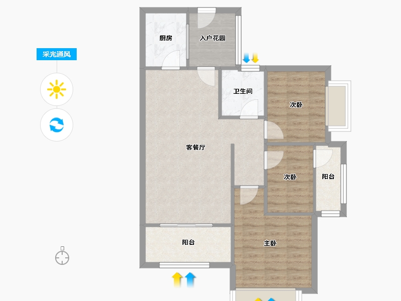 四川省-成都市-喜悦美麓-74.18-户型库-采光通风