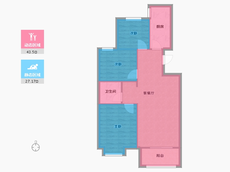 河北省-廊坊市-孔雀城大学里-三期-67.00-户型库-动静分区