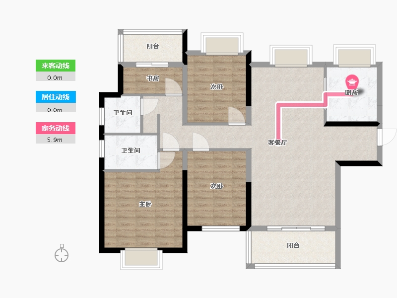 四川省-雅安市-梨城新居-111.20-户型库-动静线