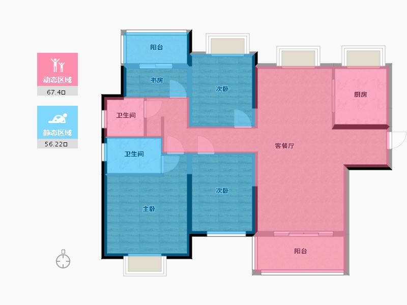 四川省-雅安市-梨城新居-111.20-户型库-动静分区