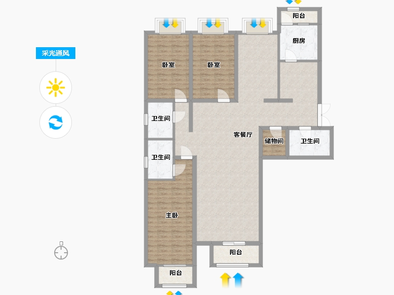 北京-北京市-富力城-C区-143.50-户型库-采光通风