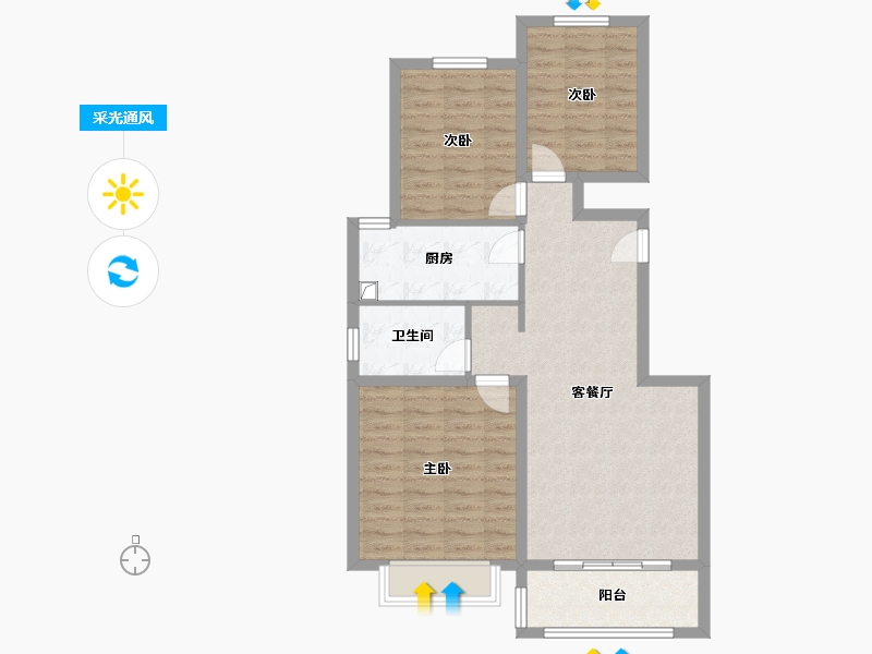 陕西省-榆林市-金荣轩小区-87.96-户型库-采光通风