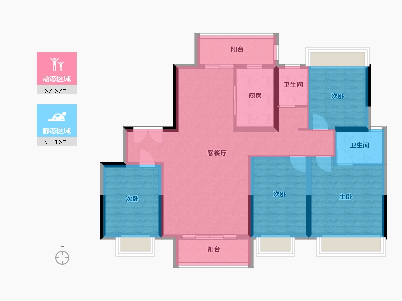 湖南省-湘潭市-长河湾-96.00-户型库-动静分区