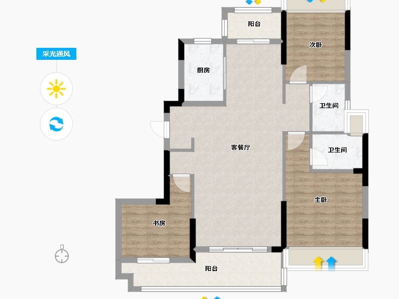 湖北省-黄石市-观澜府-102.06-户型库-采光通风