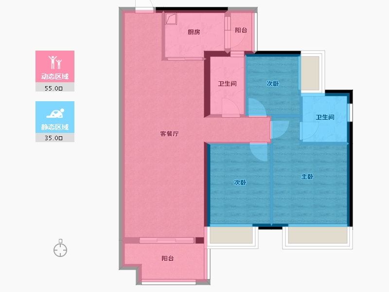 湖南省-衡阳市-美的金科檀樾-87.78-户型库-动静分区