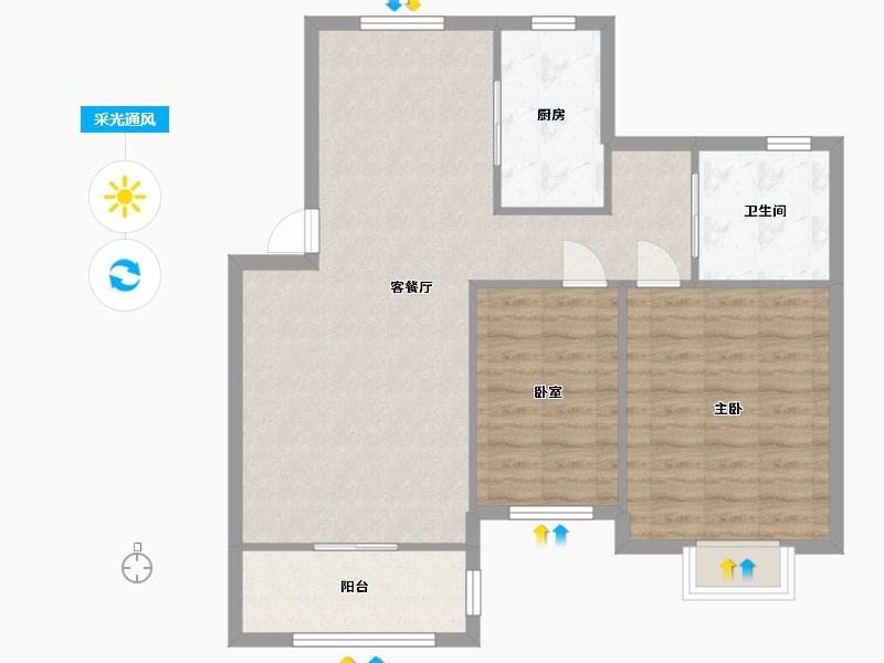 上海-上海市-春申万科假日风景畹町路99弄A-76.80-户型库-采光通风