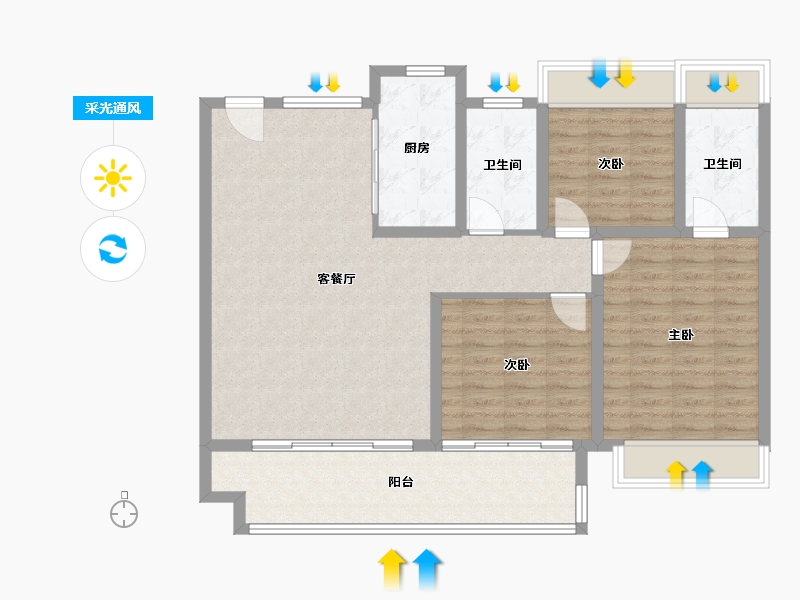 江苏省-宿迁市-富园玖誉府-105.01-户型库-采光通风