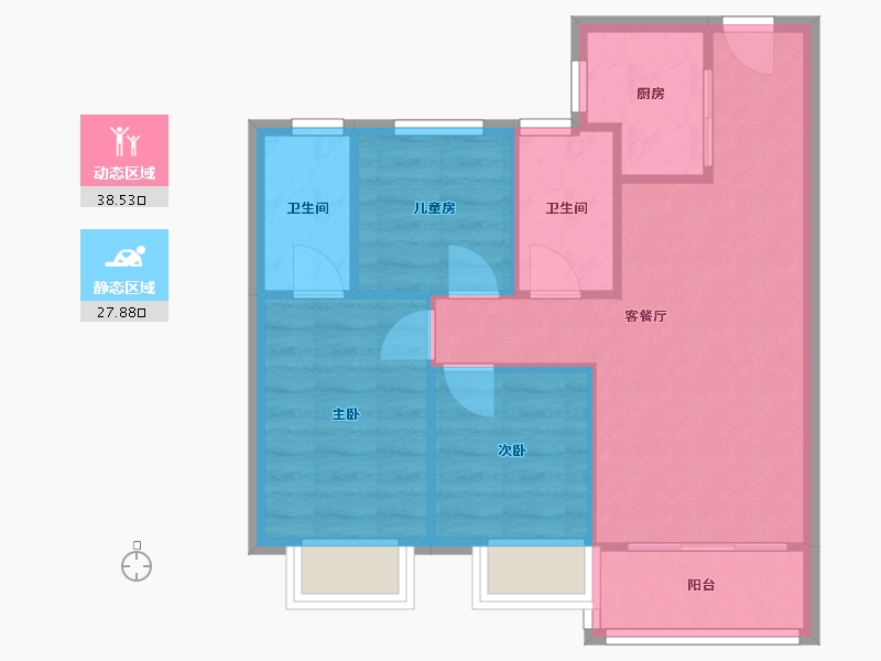 福建省-龙岩市-远洋山水-67.05-户型库-动静分区