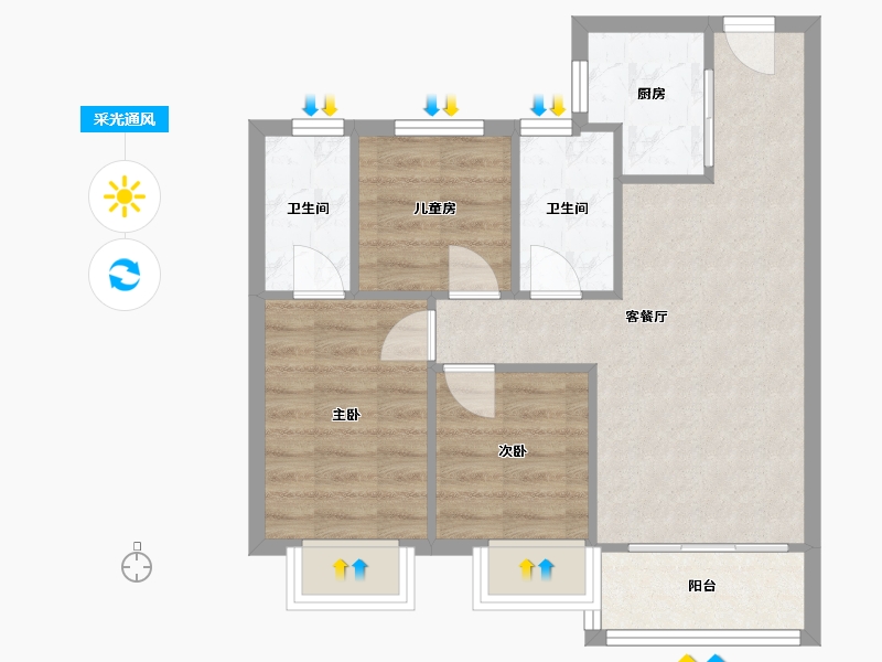 福建省-龙岩市-远洋山水-67.05-户型库-采光通风