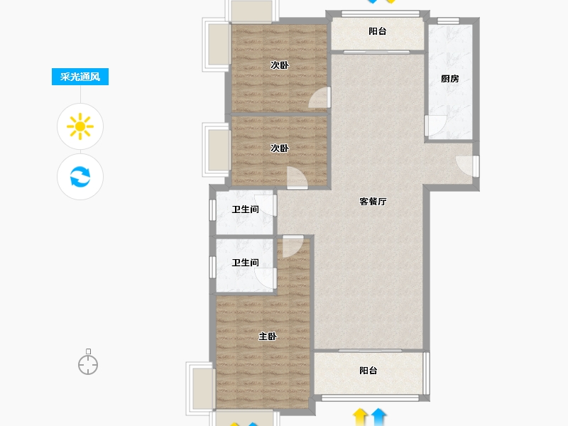 江苏省-南京市-天秀湾花园-西区-108.00-户型库-采光通风