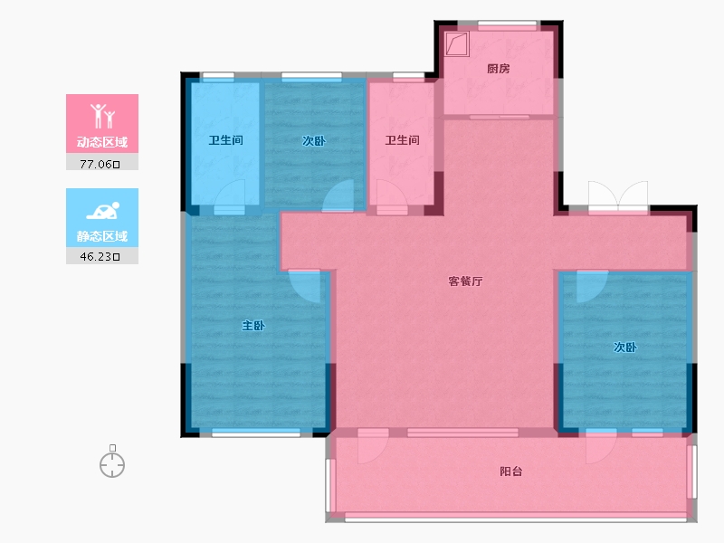 辽宁省-盘锦市-总部·玖玺悦-113.60-户型库-动静分区