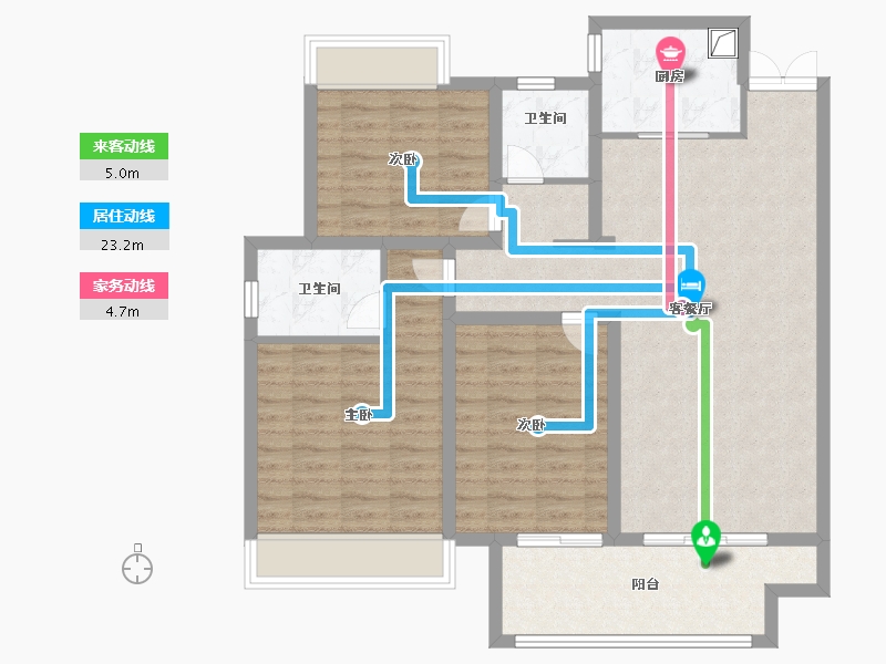 江苏省-宿迁市-新城时光印象-102.40-户型库-动静线