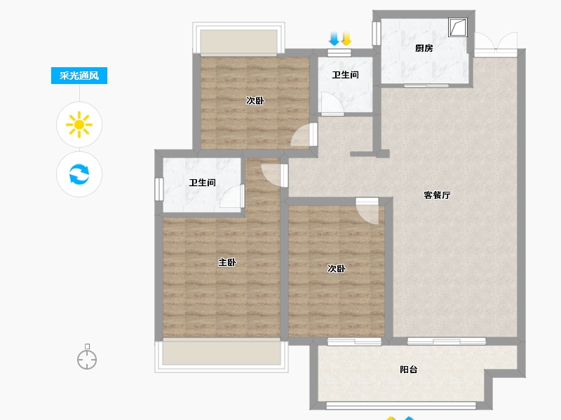 江苏省-宿迁市-新城时光印象-102.40-户型库-采光通风