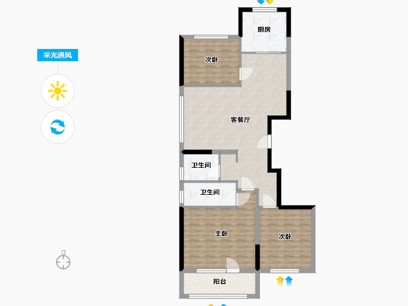 山东省-烟台市-日升山水苑-97.00-户型库-采光通风