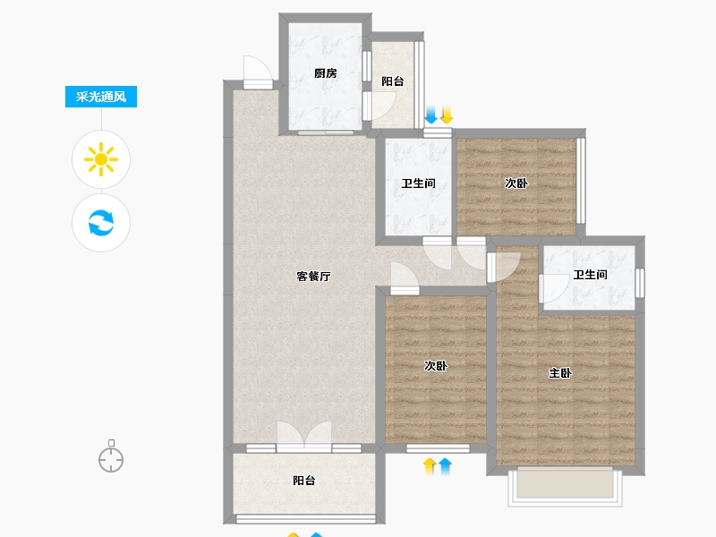 河北省-石家庄市-恒大御景半岛-109.76-户型库-采光通风