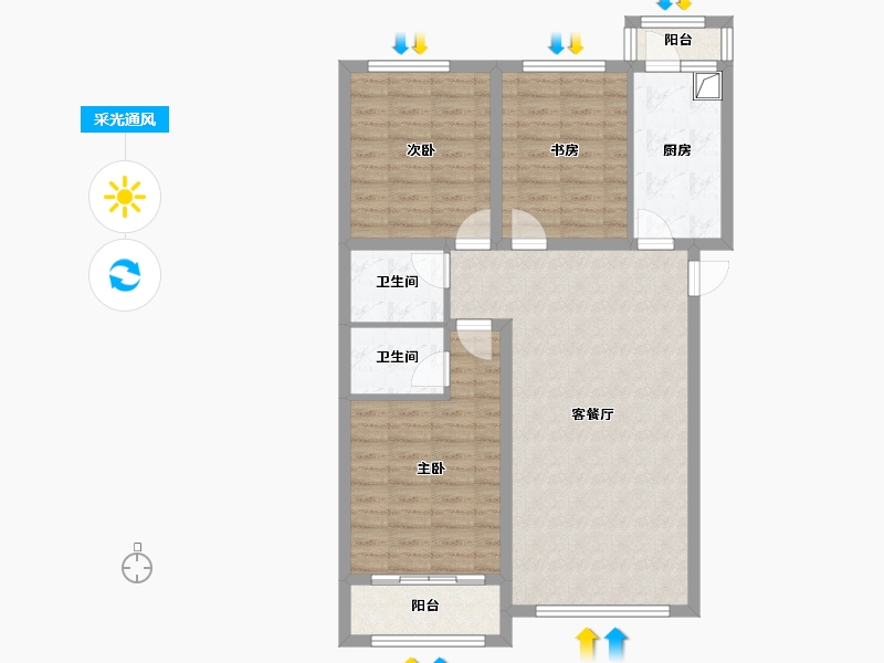 山西省-临汾市-晨光学苑-94.80-户型库-采光通风