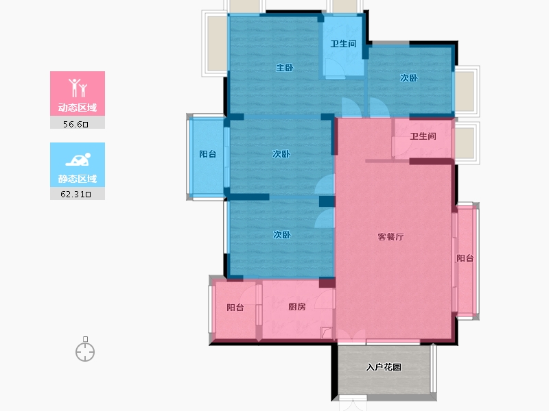 江苏省-南京市-大儒世家花园(一区)-115.20-户型库-动静分区