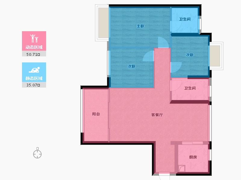 福建省-厦门市-联发臻荣府-76.80-户型库-动静分区