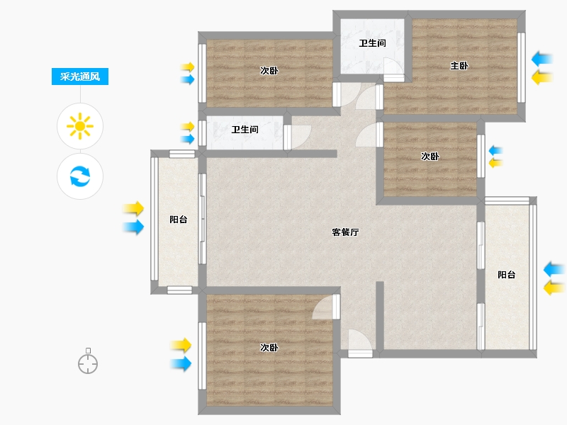 湖南省-郴州市-玉泉新城-100.80-户型库-采光通风