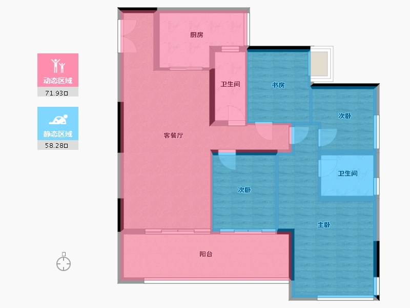 重庆-重庆市-金辉长江铭著-80.00-户型库-动静分区