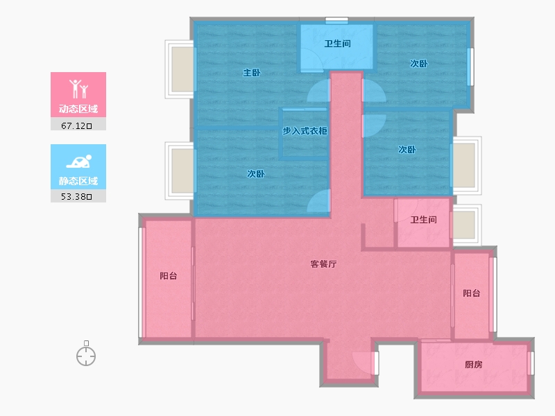 湖北省-武汉市-招商东城华府-113.03-户型库-动静分区