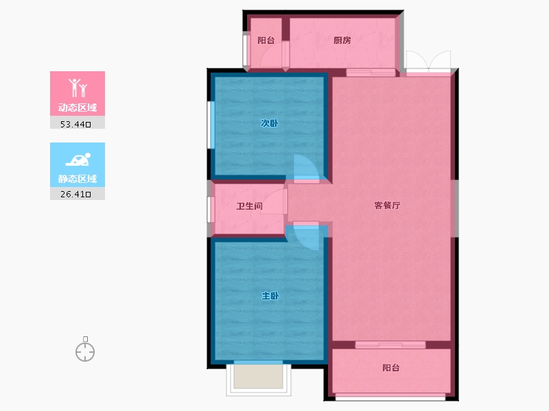 陕西省-咸阳市-幸福家园-79.90-户型库-动静分区