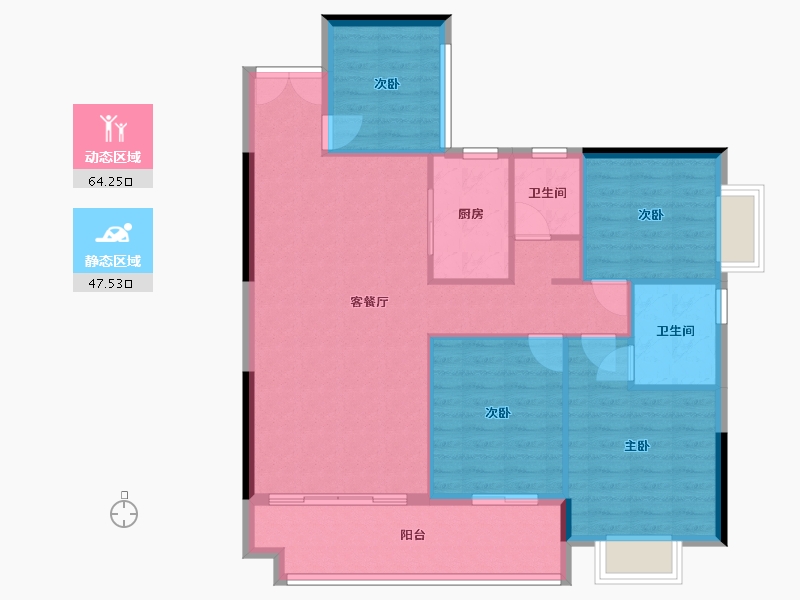 广西壮族自治区-河池市-盛景明都-105.00-户型库-动静分区