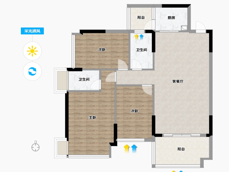 广东省-汕尾市-天明熙龙湾-95.20-户型库-采光通风