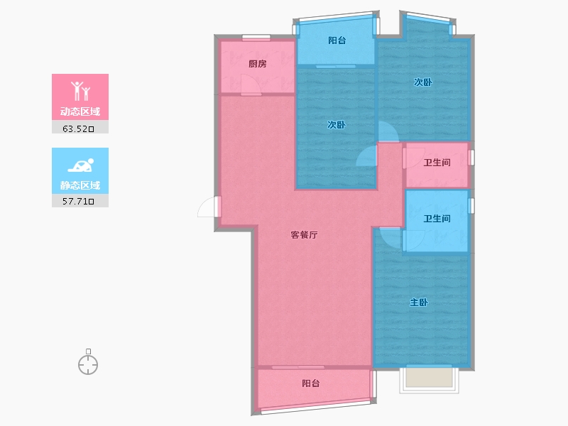 河南省-郑州市-中原新城王府小区-前进路81号院-113.00-户型库-动静分区