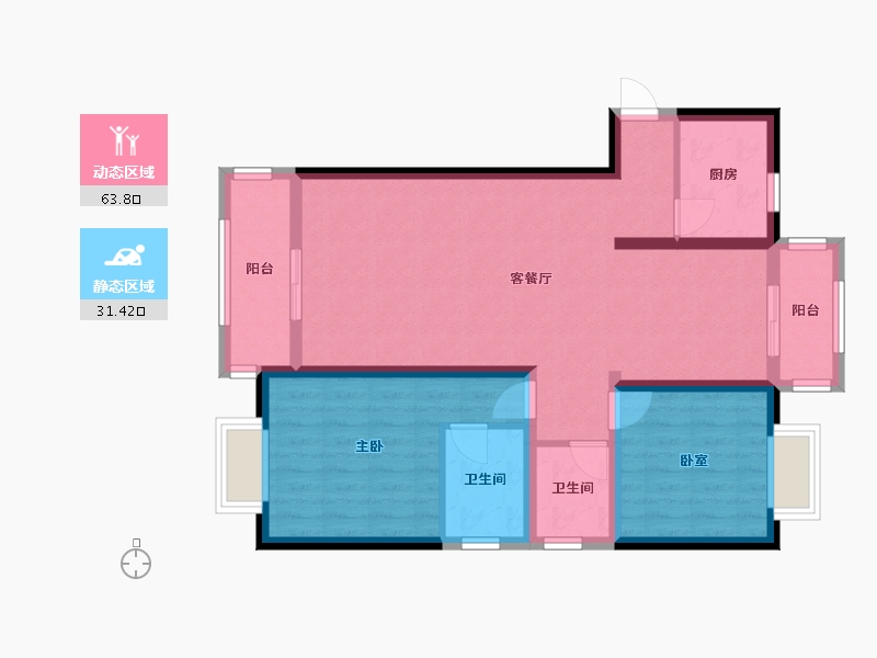 湖南省-长沙市-惟泽园-96.00-户型库-动静分区