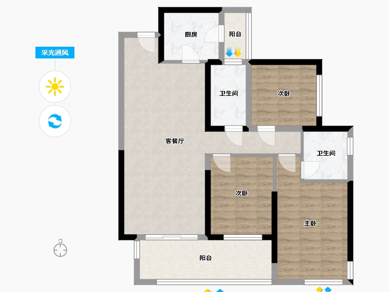 广西壮族自治区-玉林市-江语城-90.00-户型库-采光通风