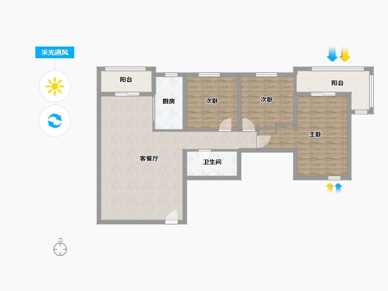 北京-北京市-望京西园(一区)-98.40-户型库-采光通风