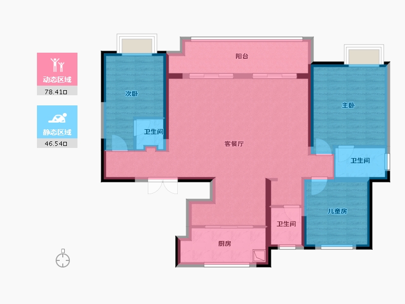 陕西省-咸阳市-熙樾台-112.00-户型库-动静分区