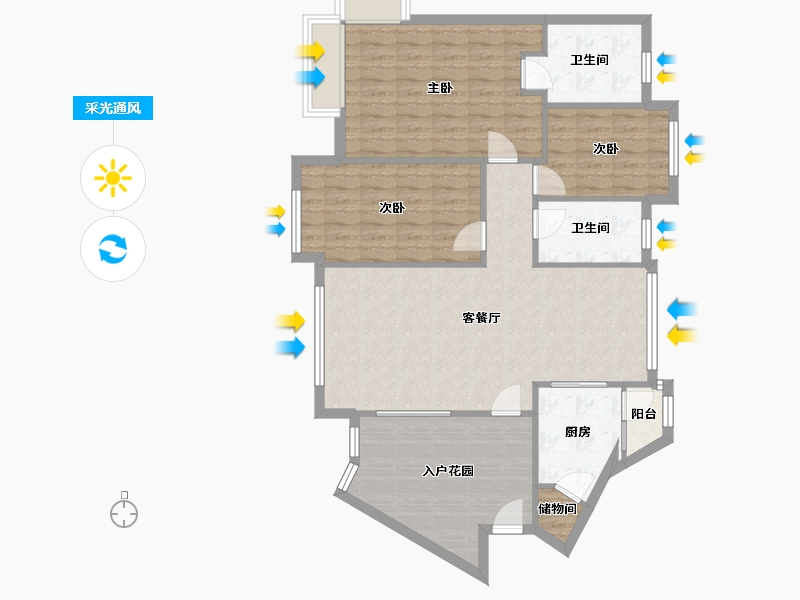 广东省-珠海市-海怡湾畔-95.96-户型库-采光通风