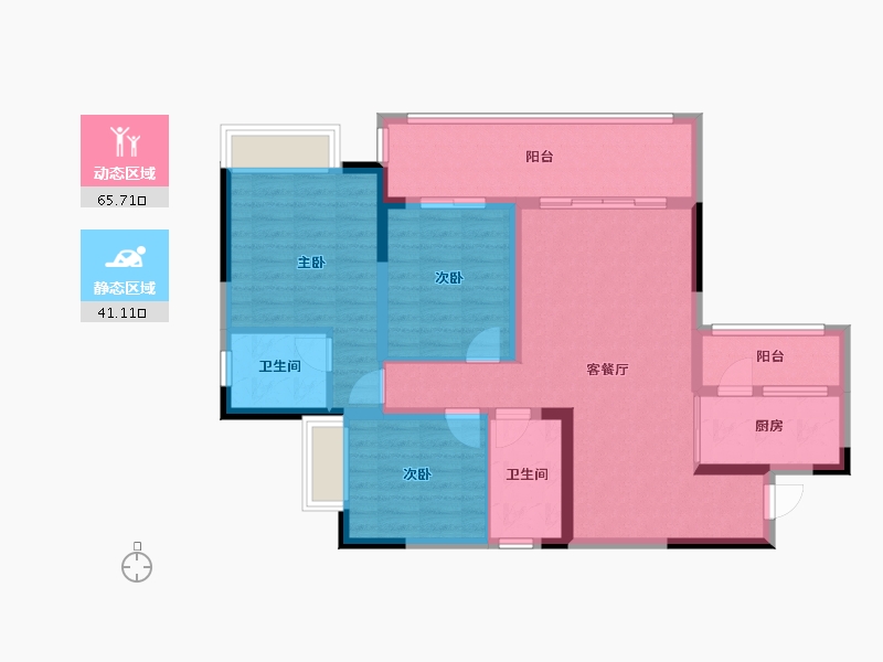 四川省-宜宾市-龙观嘉园-97.54-户型库-动静分区