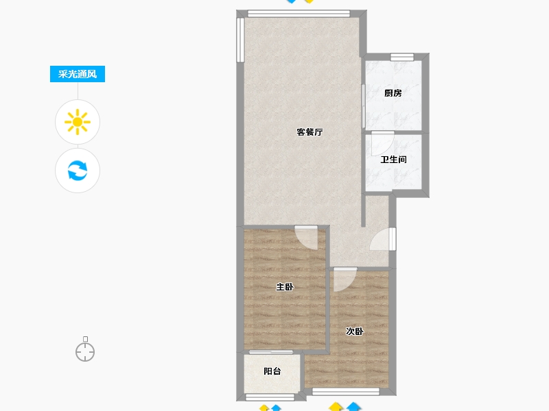 湖北省-武汉市-花园四村-59.79-户型库-采光通风