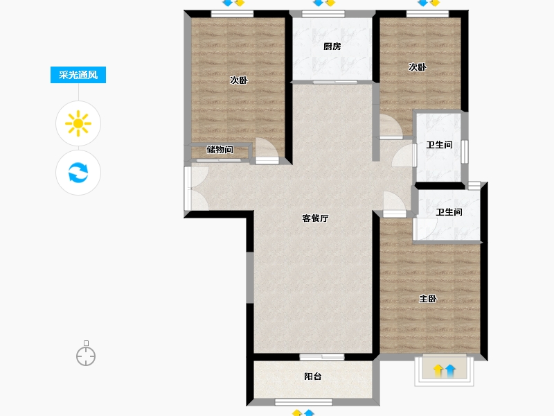 陕西省-榆林市-金柳香堤小区-97.17-户型库-采光通风