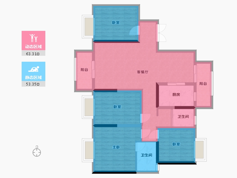 湖南省-湘潭市-长河湾-103.85-户型库-动静分区